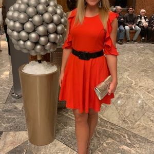 Cold shoulder red flirty dress